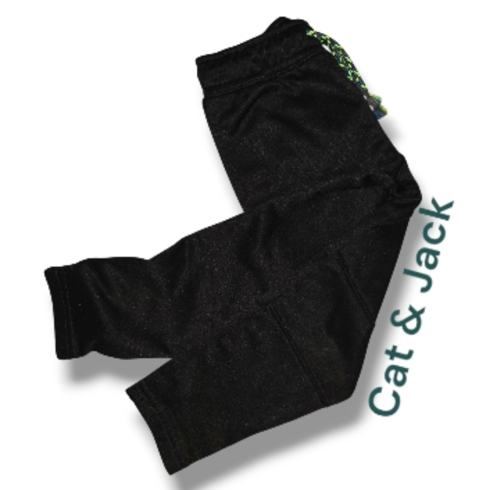 💥4/$25 Cat & Jack Black Toddler Joggers With Reinforced Knees Size: 4T